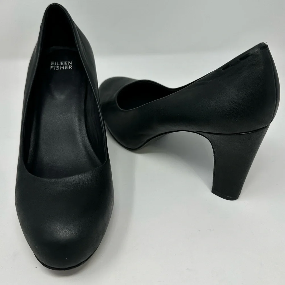 Eileen Fisher Black‎ Leather 3.5
